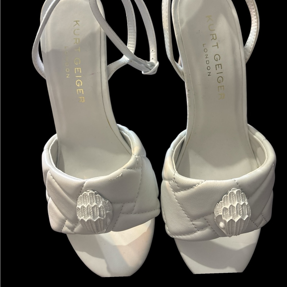 Kurt Geiger White Heels with Ankle Strap and Embellished Design